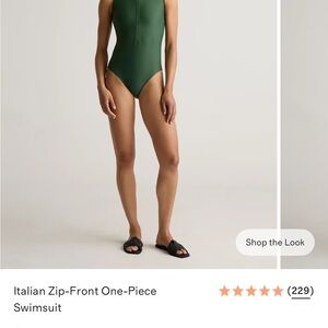 *FLAW* Green Zip-Front One-Piece Swimsuit